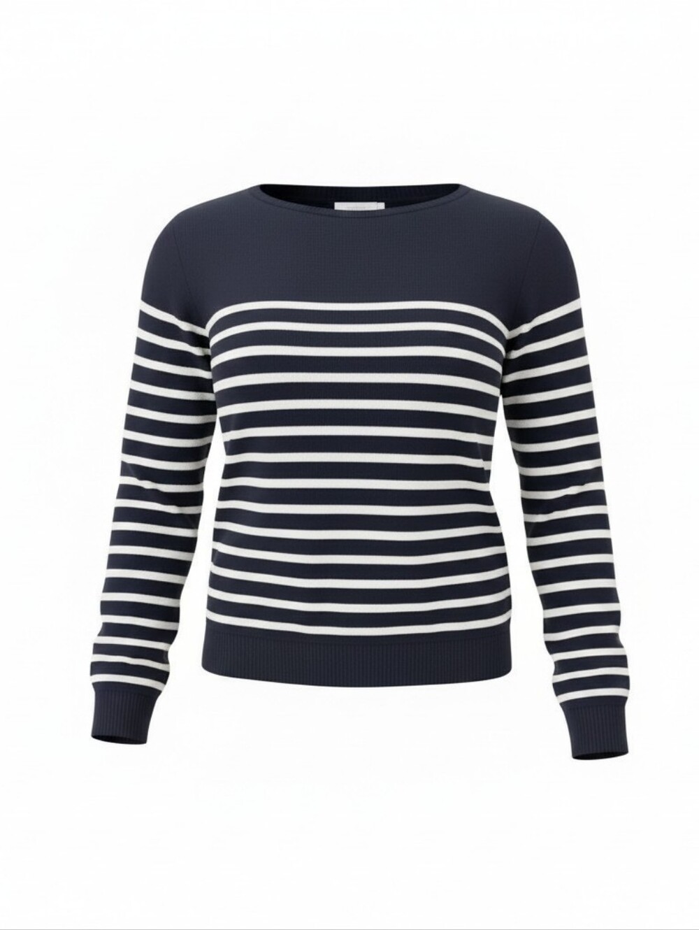 J Crew Teddie Sweater Women's M Navy Blue White Stripe Cotton Nautical Coastal